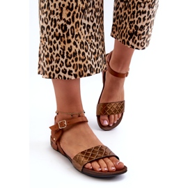 Zazoo 40027 női lapos bőr szandál, réz barna 2