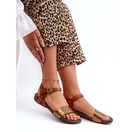 Zazoo 40027 női lapos bőr szandál, réz barna 3