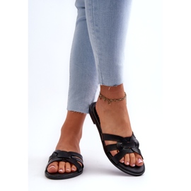 Evento Női lapos, magas sarkú öko-bőr papucs fekete 3