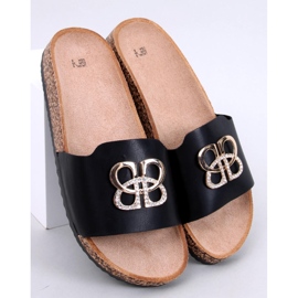 Ibanei Fekete parafa papucs strasszokkal 1