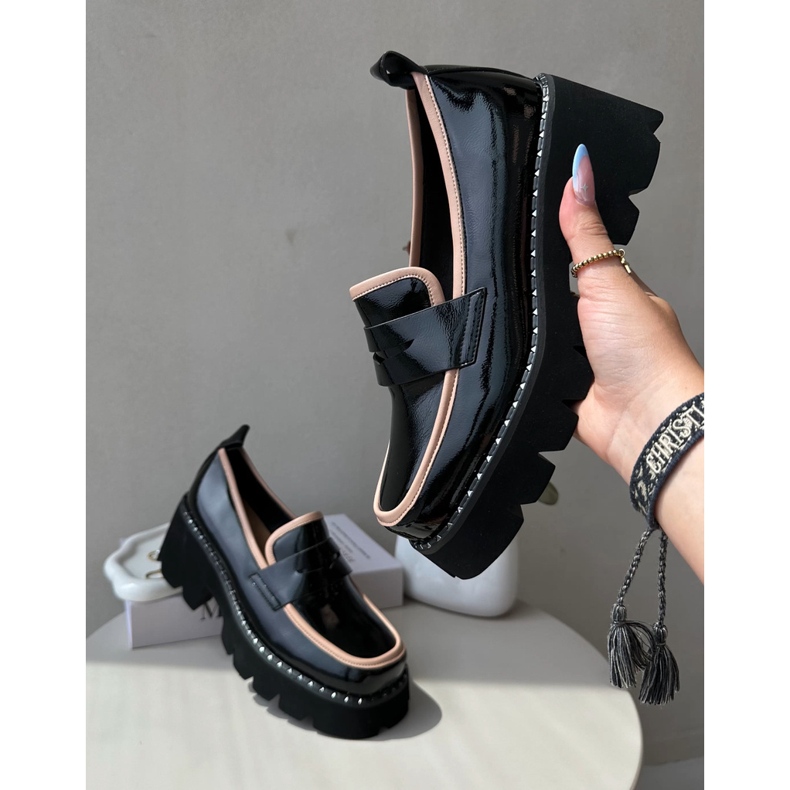 S.Barski Bőr női mokaszin D&amp;A MR870-32 fekete 2