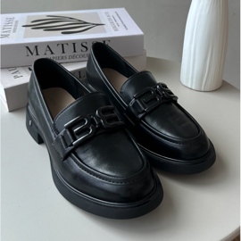 Vinceza Elegáns női bőr mokaszin fekete Triana 1