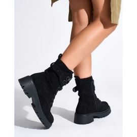 Női velúr fekete munkáscsizma 1