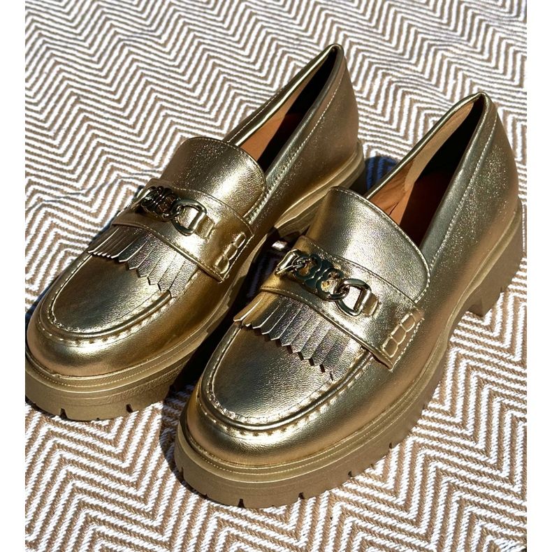 PH2 Női Eco bőr mokaszin arany díszítéssel Zanita aranysárga 1