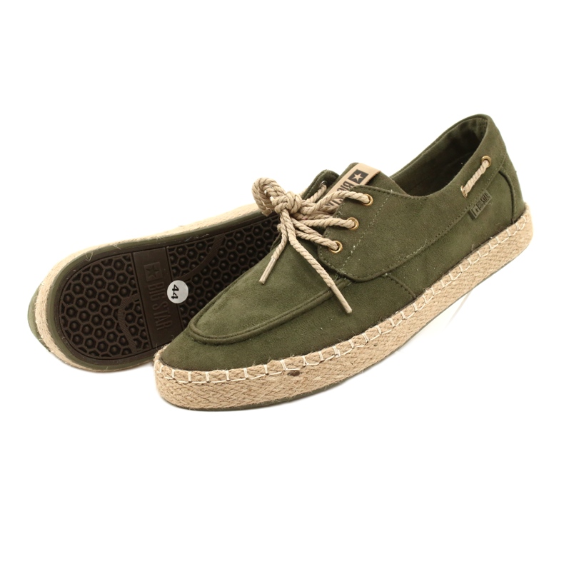 Férfi fűzős espadrillák Big Star NN174055 Khaki zöld 4 Férfi fűzős espadrillák Big Star NN174055 Khaki zöld 4
