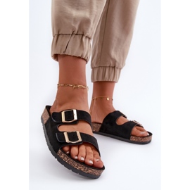 Női Slip-on szandál parafa talpon, fekete Cortina 2