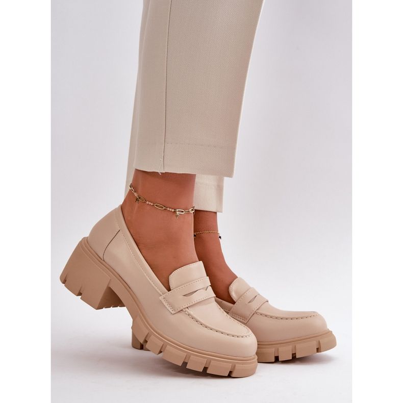 Női alacsony sarkú cipő bézs Eco Leather Menloa bőrből 1