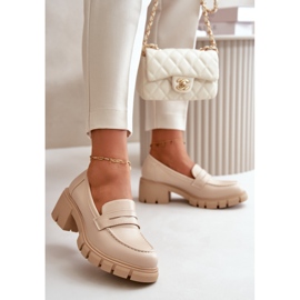 Női alacsony sarkú cipő bézs Eco Leather Menloa bőrből 2