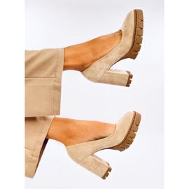 Angela Khaki magassarkú és platformpumpák bézs 1