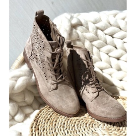 S.barski HY66-136 mintás női bokacsizma, világos bézs 2