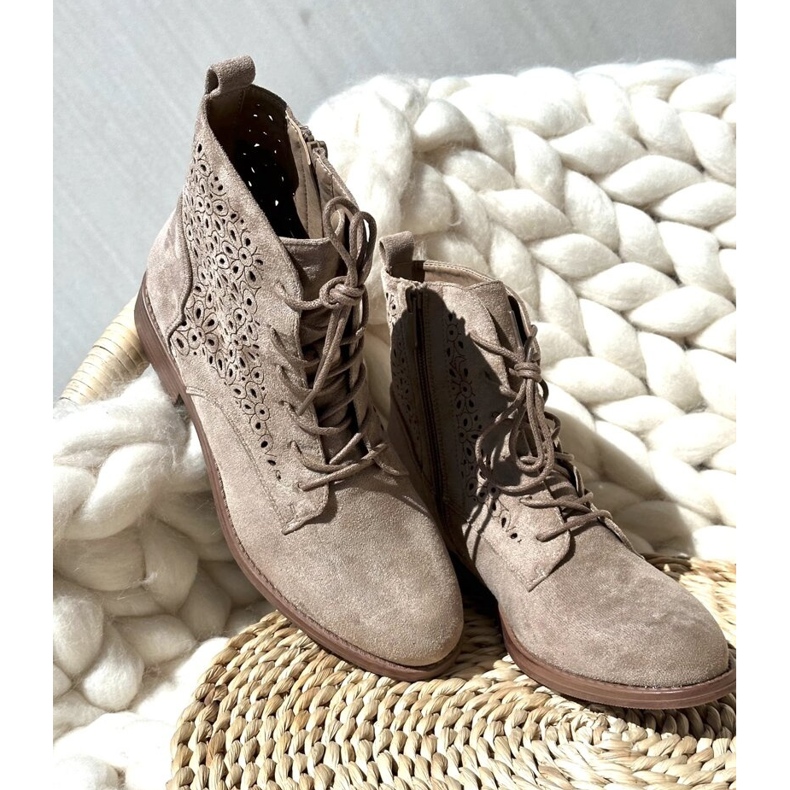 S.barski HY66-136 mintás női bokacsizma, világos bézs 2