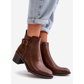 Hőszigetelt női csizma magas sarkú csattal, barna Nevillira 1