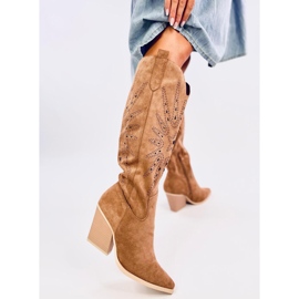 Taylor Camel áttört cowboy csizma barna 1