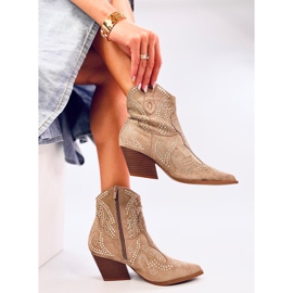 Lorenzo Khaki cowboy csizma kövekkel bézs 2