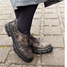 Olivier Női bőrcipő vastag talppal, virágokkal, 1134 PLN sokszínű 2