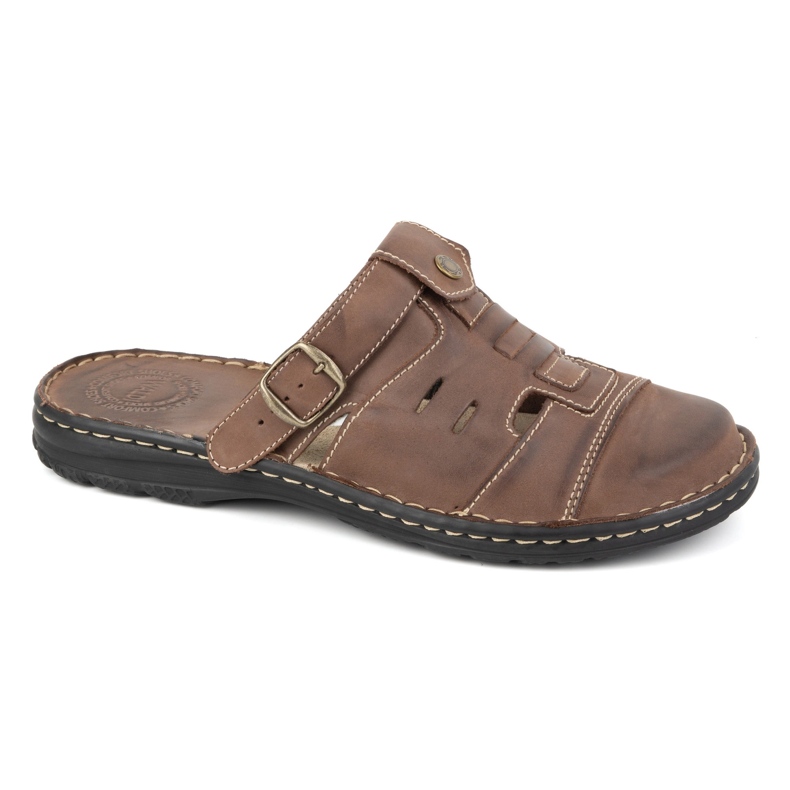 Olivier Klasszikus férfi bőr flip-flop sarokpánttal 0045 barna 1