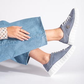 Kék velúr bőrből készült platformcipő 1