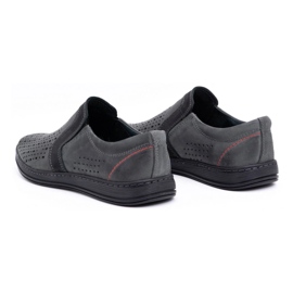 Olivier Férfi bőr mokaszin cipő nyári 713MP szürke 4