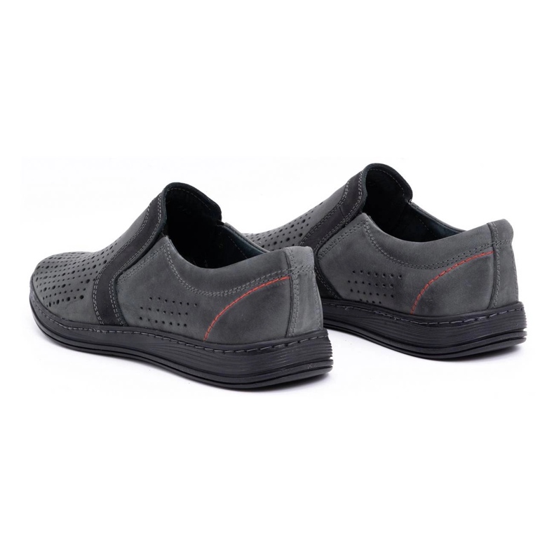 Olivier Férfi bőr mokaszin cipő nyári 713MP szürke 4