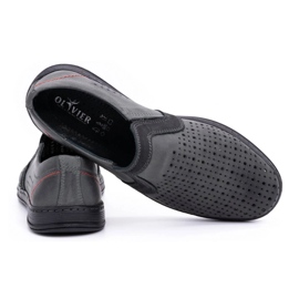 Olivier Férfi bőr mokaszin cipő nyári 713MP szürke 3