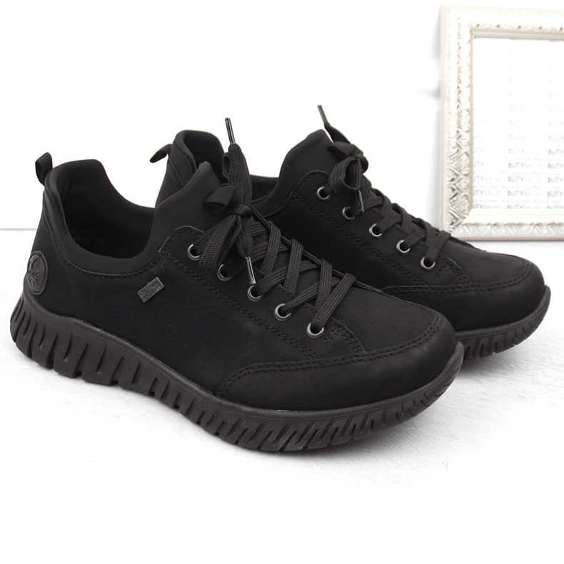 Vízálló, kényelmes női fekete bebújós cipő Rieker M5352-00 1