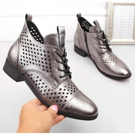 Női ezüst áttört bokacsizma Potocki SZ12091 1