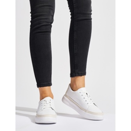 Sergio Leone áttört, fehér bőr tornacipő 2