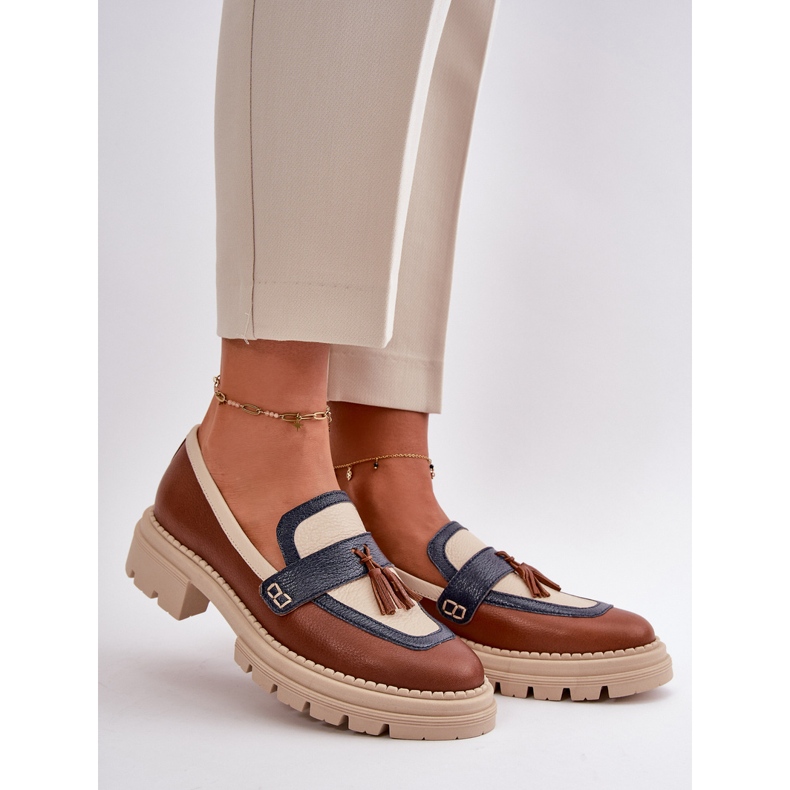 Női, bőr mokaszin, barna Laura Messi 2835 1