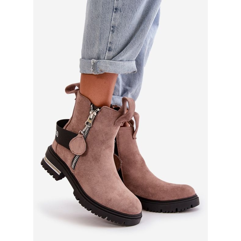 Szigetelt női bokacsizma cipzárral, sötétbézs Calvaro 1 Szigetelt női bokacsizma cipzárral, sötétbézs Calvaro 1