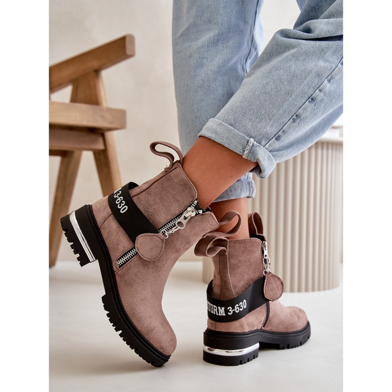 Szigetelt női bokacsizma cipzárral, sötétbézs Calvaro 2 Szigetelt női bokacsizma cipzárral, sötétbézs Calvaro 2