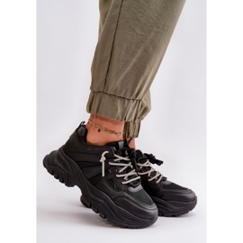 Fekete Relissa női tornacipő masszív talpon, díszfűzéssel 2