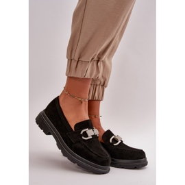 Női Eco velúr mokaszin díszítéssel, fekete Wistera 1