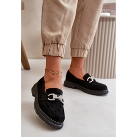 Női Eco velúr mokaszin díszítéssel, fekete Wistera 2