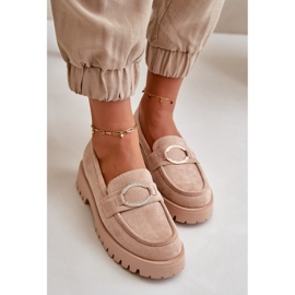 Női Eco velúr mokaszin fényes részletekkel bézs Avellina 1