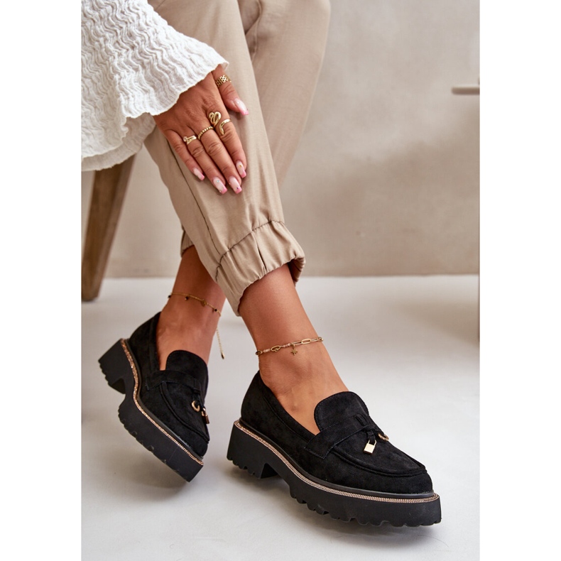 Női Eco velúr mokaszin fekete Verindalle díszítéssel 2