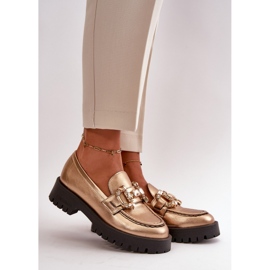 Női bőr mokaszin díszítéssel CheBello 4369 Gold aranysárga 1