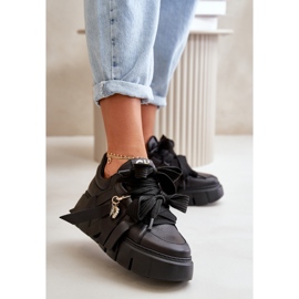 Női bőr tornacipő fekete CheBello 4568 platformon 2