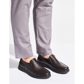 Ökológiai bőrből készült barna férfi mokaszinok 1