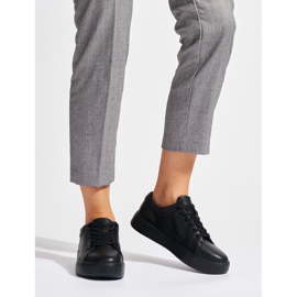 Sergio Leone Fekete bőr kötött sport cipők női sp014 2