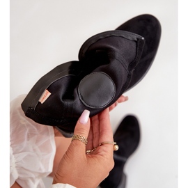 Női bokacsizma cipzárral, dekoratív részlettel, Eco Suede, fekete Lerioria 2