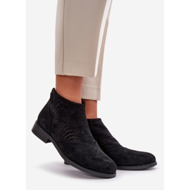 Női áttört csizma lapos sarkon fekete S.Barski HY42-076 1 Női áttört csizma lapos sarkon fekete S.Barski HY42-076 1