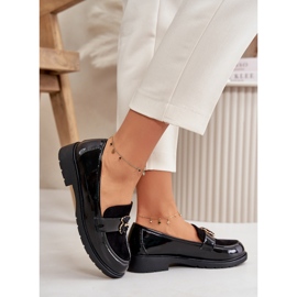 Női lakkbőr mokaszin mackóval, fekete S.Barski HY42-339A 2 Női lakkbőr mokaszin mackóval, fekete S.Barski HY42-339A 2