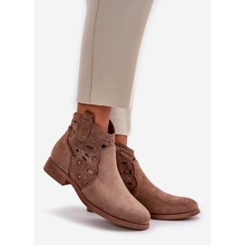 Női áttört csizma cipzárral, barna S.Barski HY42-081 1