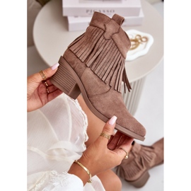 Női Cowboy csizma cipzárral Eco Suede barna S.Barski HY42-127 2