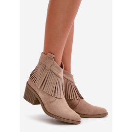 Női Cowboy csizma cipzárral Eco Suede bézs S.Barski HY42-127 1