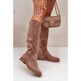 Női áttört barna csizma S.Barski HY42-132 2