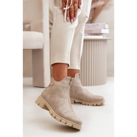 Hőszigetelt női bokacsizma horzsolásokkal, Eco bőr, arany Verietta aranysárga 2