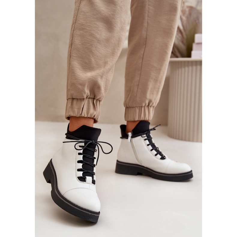 Női szigetelt alacsony-magas csizma, Eco bőr, fehér 2