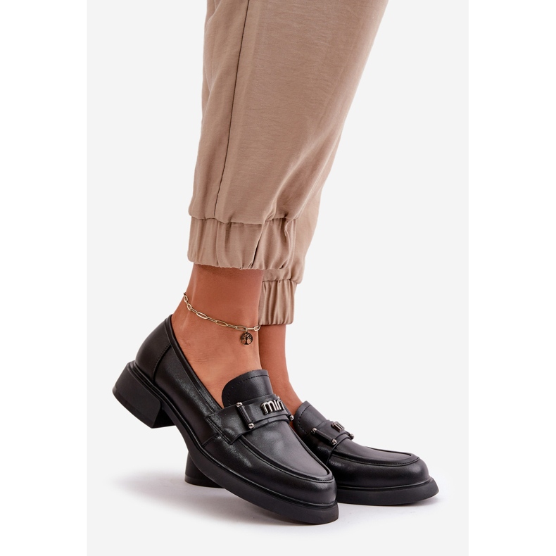 Elegáns női mokaszinok természetes bőrből, fekete Vinceza 91114 1