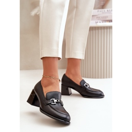 Elegáns bőr női cipő magas sarkon, fekete Vinceza 91116 2